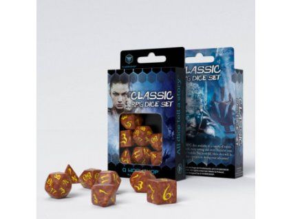 Q-Workshop - Classic RPG Dice Set (7 dice) karamelová / žlutá