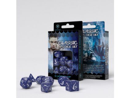 Q-Workshop - Classic RPG Dice Set (7 dice) modrá / bílá