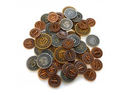 Metal Coins Set (50 pcs)  (metal coins set, 25x 1, 15x 5 a 10x 20)