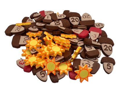 Leaf (Listí) - 3D žetony žaludů a sluncí  (Leaf (Listí) - 3D acorn and sun tokens)